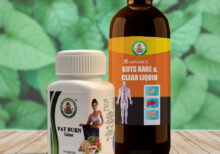 Ayur Brahma Fat Burn Tablets(30 Tablets) & AB Advance Guts Kare & Clear Liquid Combo(450 ml)